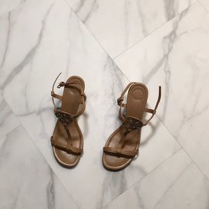 Tory Burch size 6 1/2 tan Miller wedge sandal